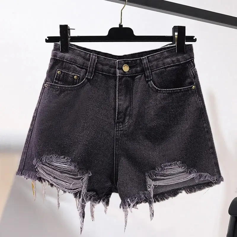 White Burr Edge High Waist Denim Shorts - Image 4