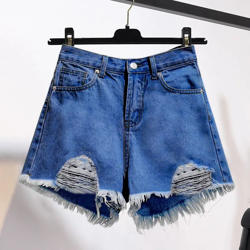 White Burr Edge High Waist Denim Shorts - Image 5