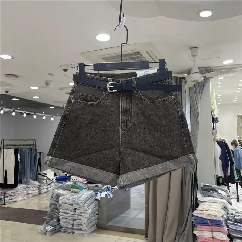 Women Denim Shorts Wide Leg Casual White - Image 5