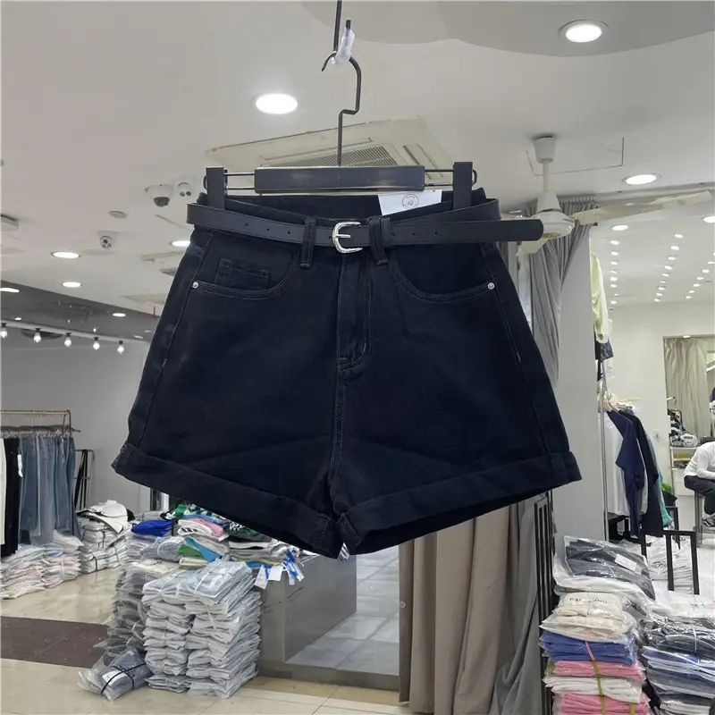 Women Denim Shorts Wide Leg Casual White - Image 8