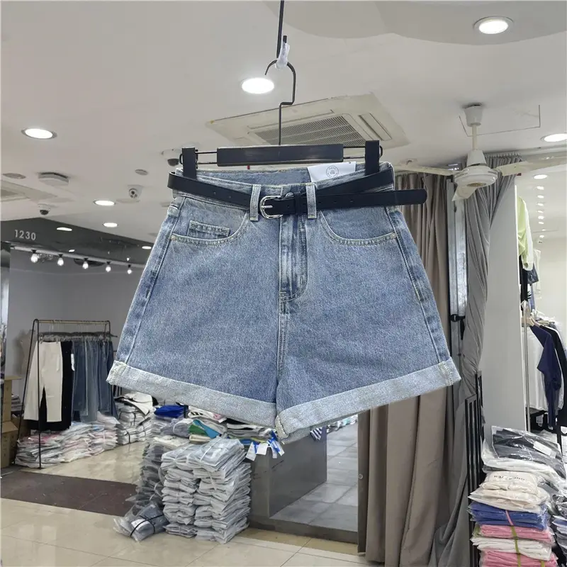 Women Denim Shorts Wide Leg Casual White - Image 4