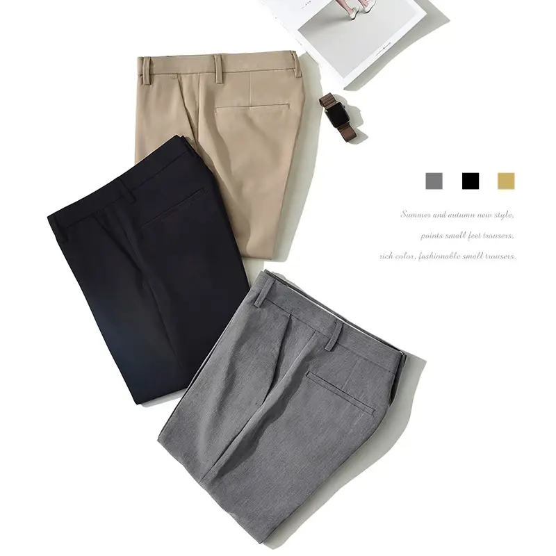 Men's Slim Fit Trousers 2022 British Style Ankle Length - Image 7