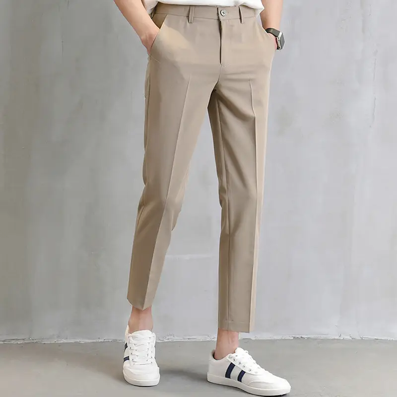 Men's Slim Fit Trousers 2022 British Style Ankle Length - Image 3