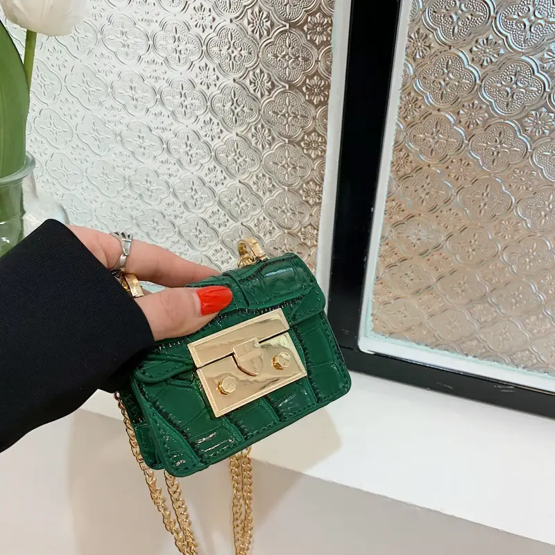 Silver Crocodile Chain Mini Shoulder Bag for Women - Image 2