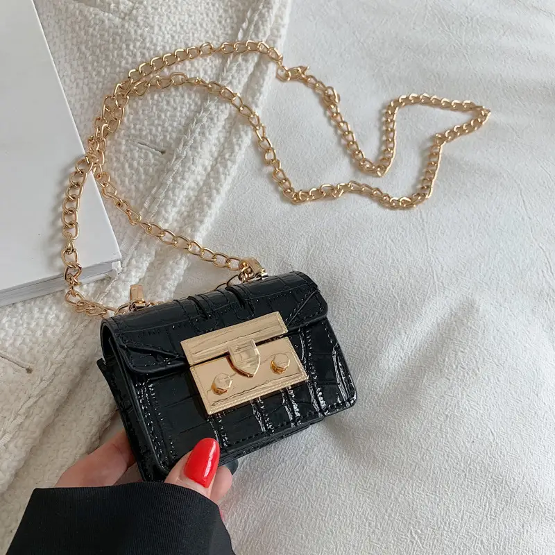 Silver Crocodile Chain Mini Shoulder Bag for Women - Image 3