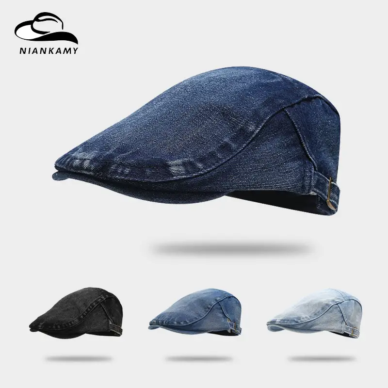 Men Vintage Denim Cap Light Blue UPF50+ - Image 5