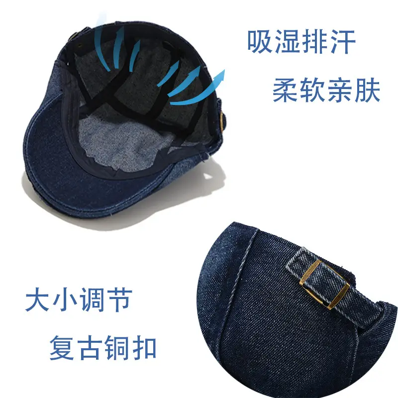Men Vintage Denim Cap Light Blue UPF50+ - Image 7