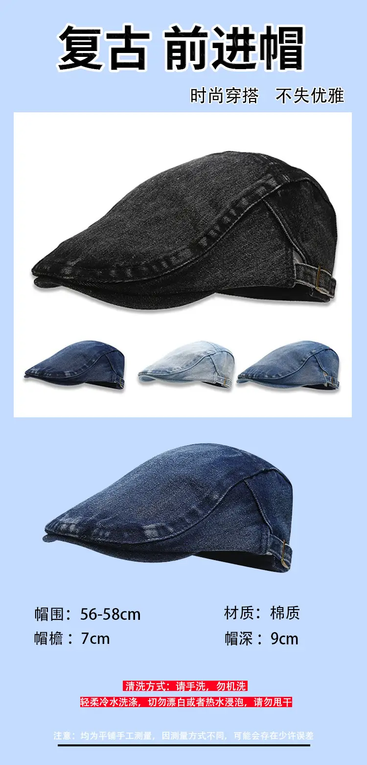 Men Vintage Denim Cap Light Blue UPF50+ — feature 1