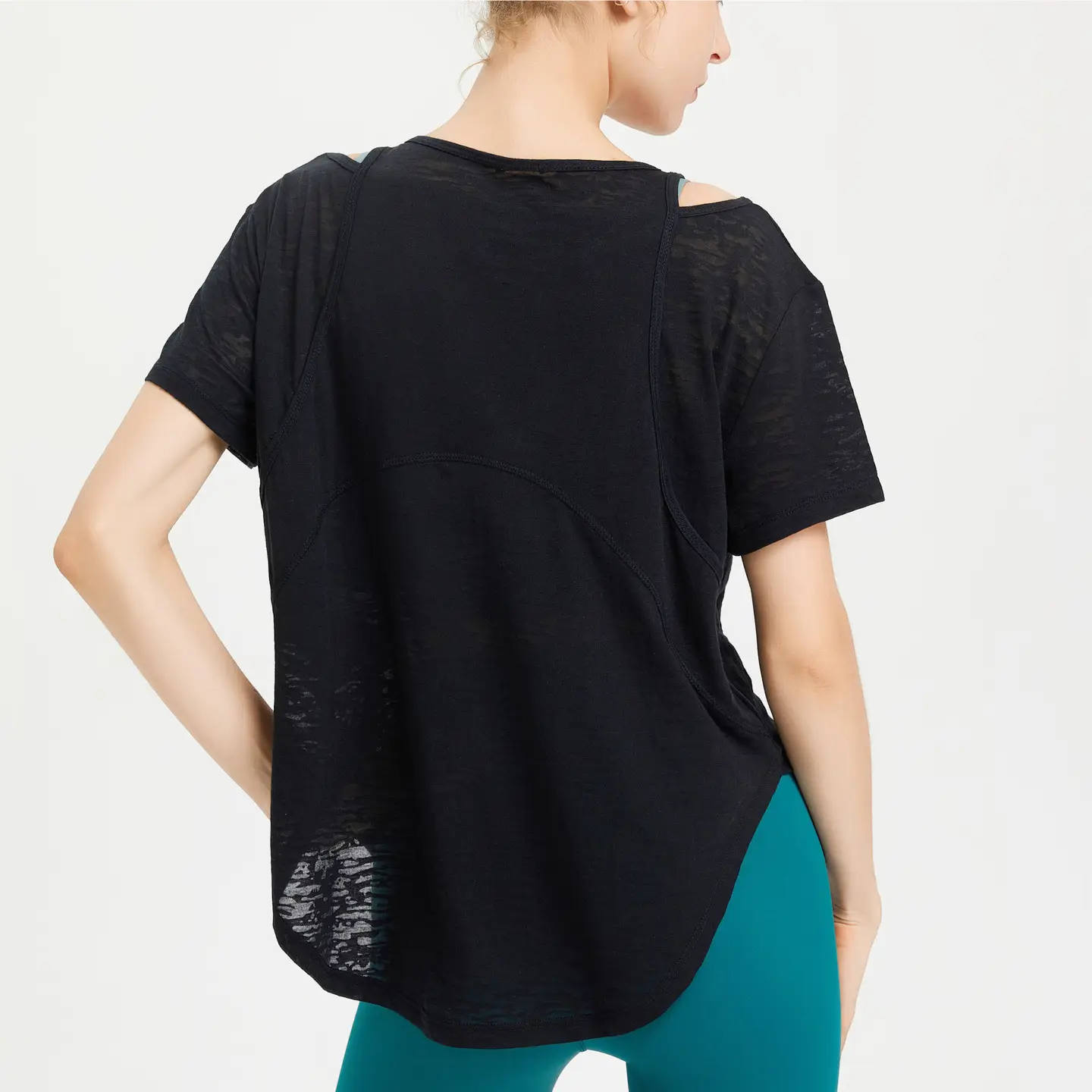Women Crossbody Yoga Top Light Pink Loose Fit - Image 8