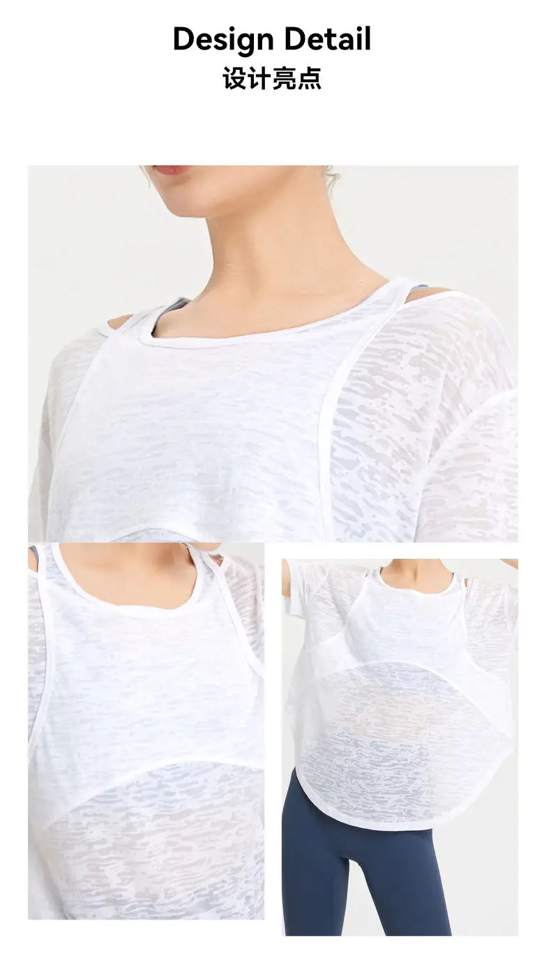 Women Crossbody Yoga Top Light Pink Loose Fit — feature 6
