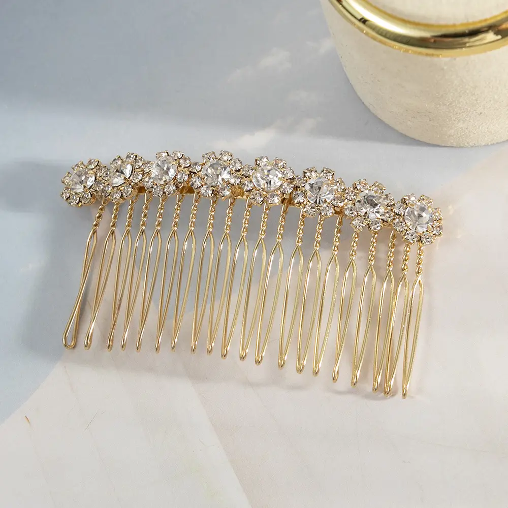 Korean Style Rhinestone Hair Comb with Sunflower Design - Image 5