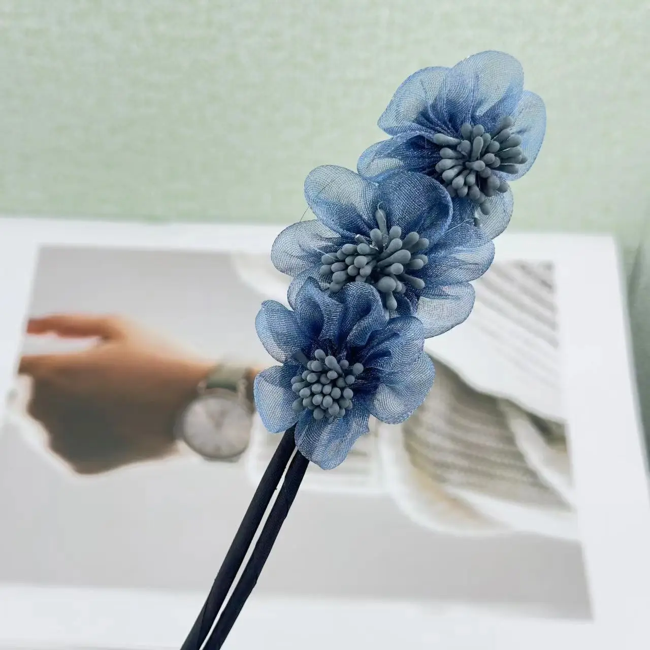 Organza Purple Flower Hair Curler Ball Headdress
