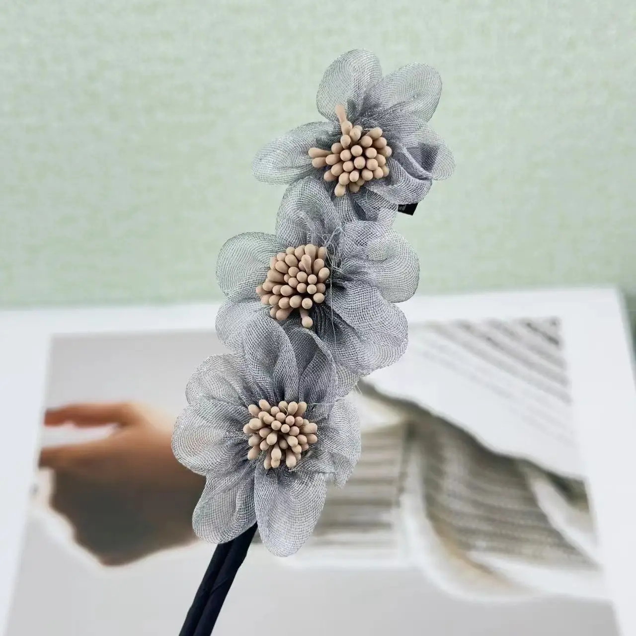 Organza Purple Flower Hair Curler Ball Headdress