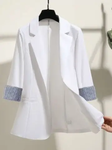 Women's New Korean Style Slim Fit Suit Jacket Beige - Image 6