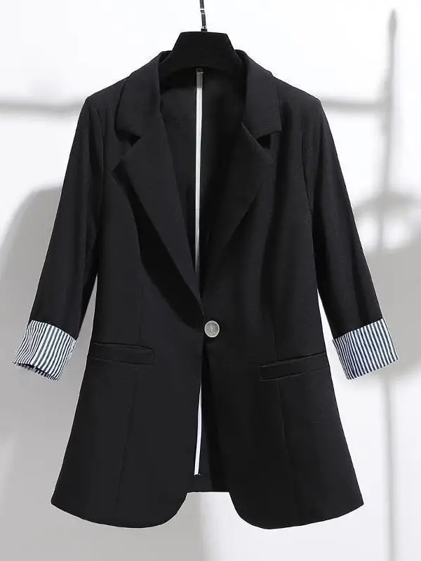 Women's New Korean Style Slim Fit Suit Jacket Beige - Image 8