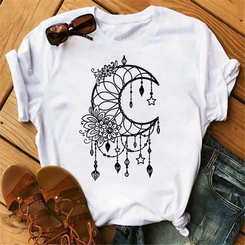 Women Pink Moon Butterfly T-Shirt with Star Design - Image 27