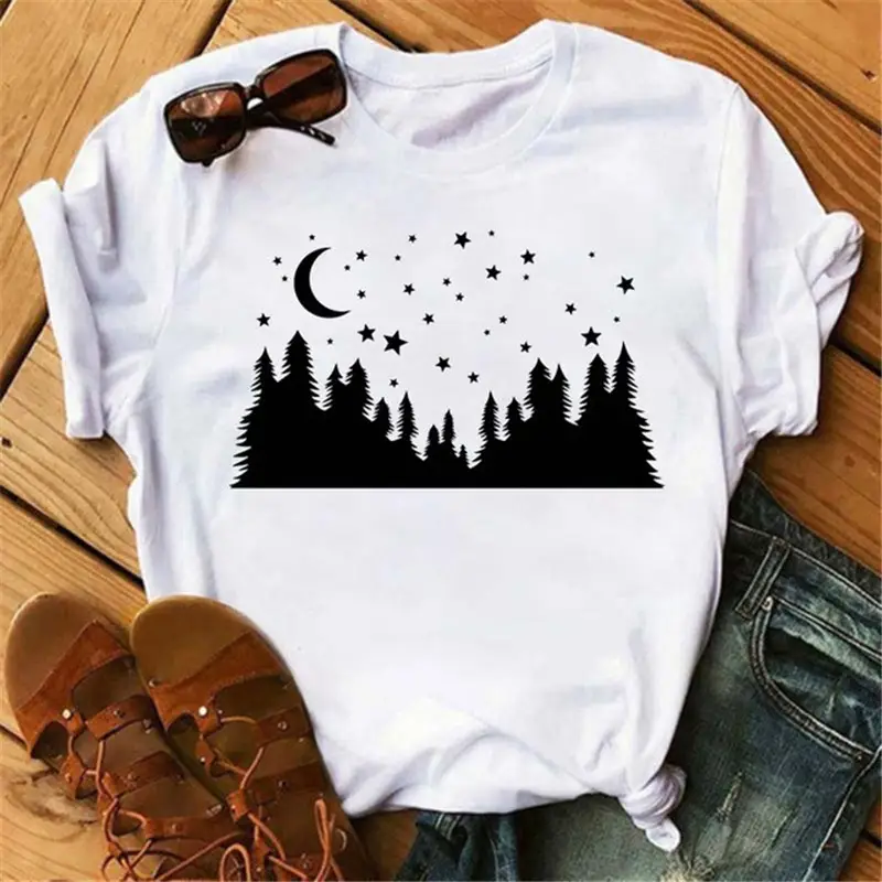 Women Pink Moon Butterfly T-Shirt with Star Design - Image 28