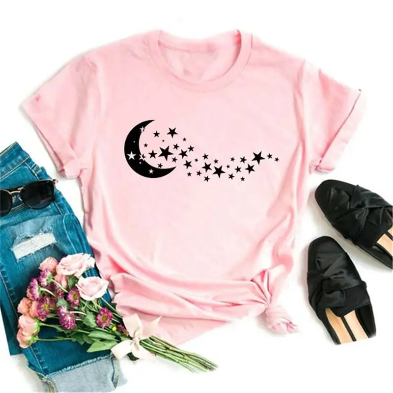 Women Pink Moon Butterfly T-Shirt with Star Design - Image 22