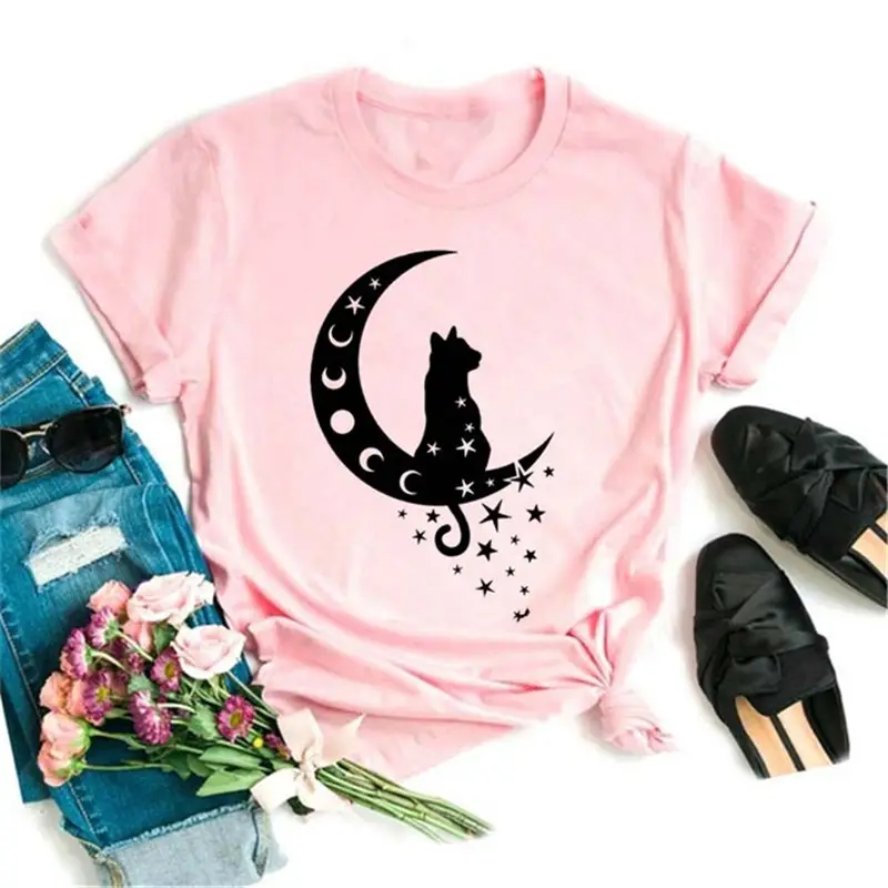 Women Pink Moon Butterfly T-Shirt with Star Design - Image 24