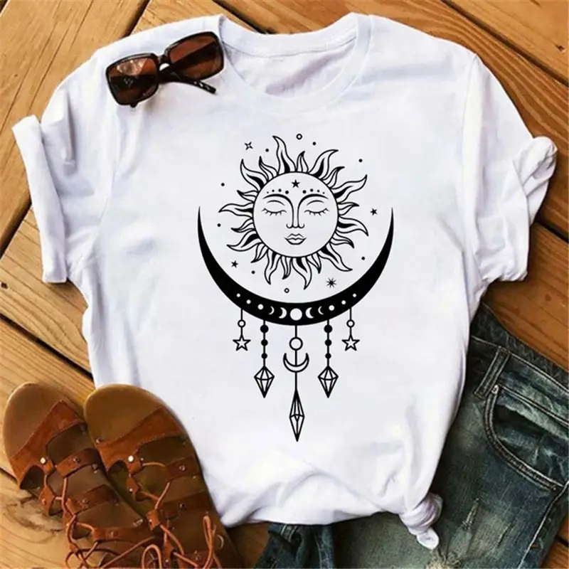 Women Pink Moon Butterfly T-Shirt with Star Design - Image 6