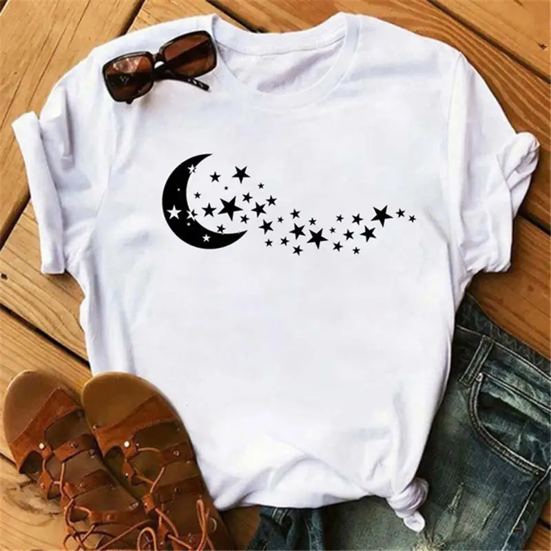 Women Pink Moon Butterfly T-Shirt with Star Design - Image 9