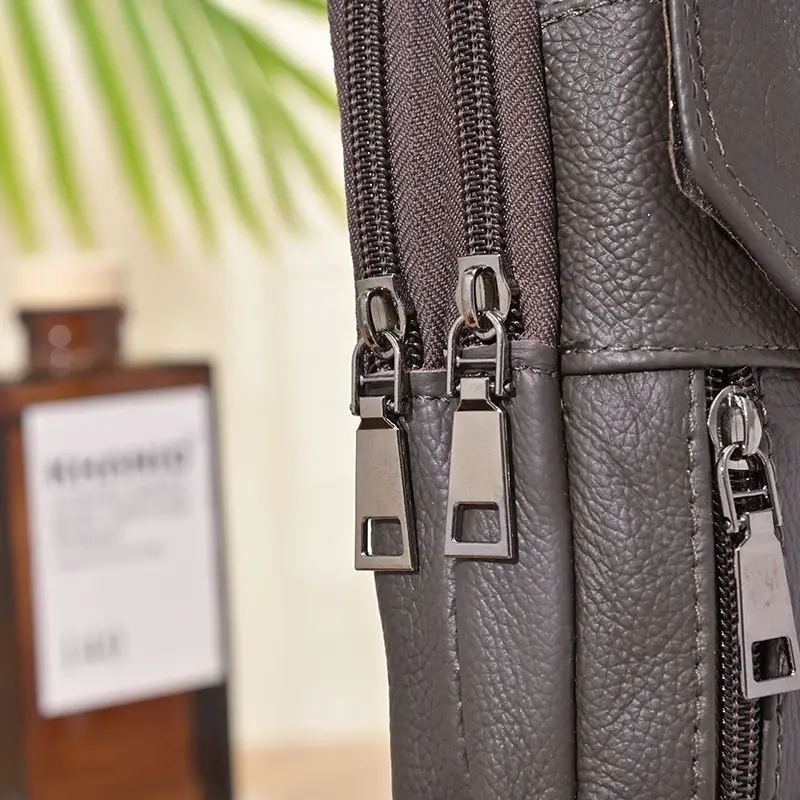 Vintage Cowhide Phone Bag for Men Brown Crossbody - Image 8