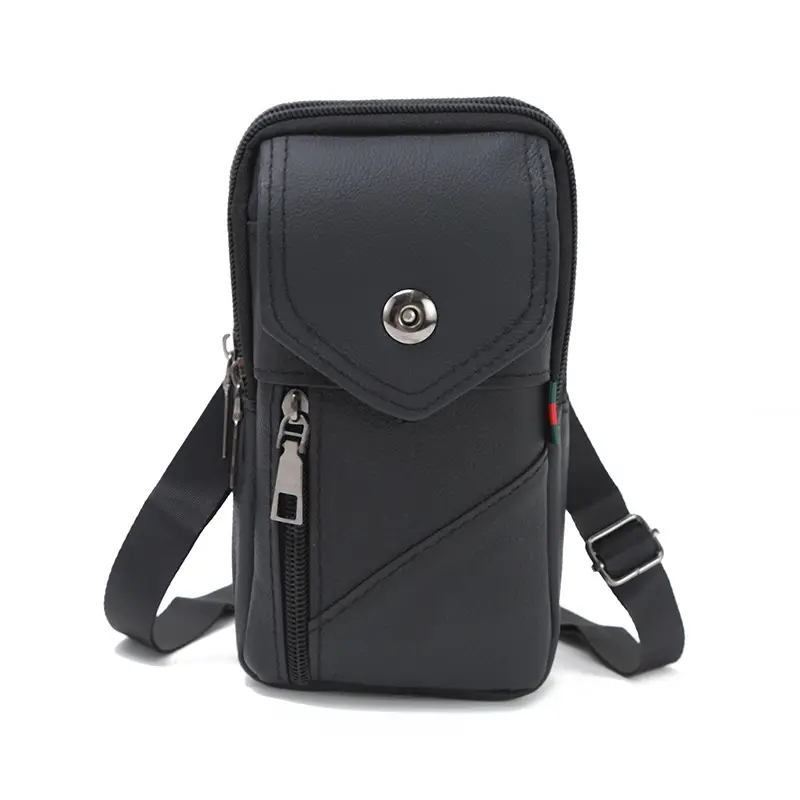 Vintage Cowhide Phone Bag for Men Brown Crossbody - Image 5