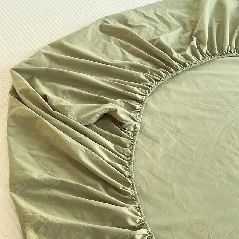 (Cotton Fitted Sheet) Pure Cotton Bed Cover, Washed Cotton, Solid Color, 100% Simmons Mattress Cover, Wholesale Double Bed