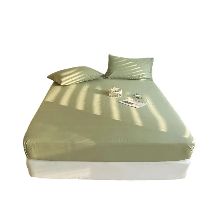 (Cotton Fitted Sheet) Pure Cotton Bed Cover, Washed Cotton, Solid Color, 100% Simmons Mattress Cover, Wholesale Double Bed