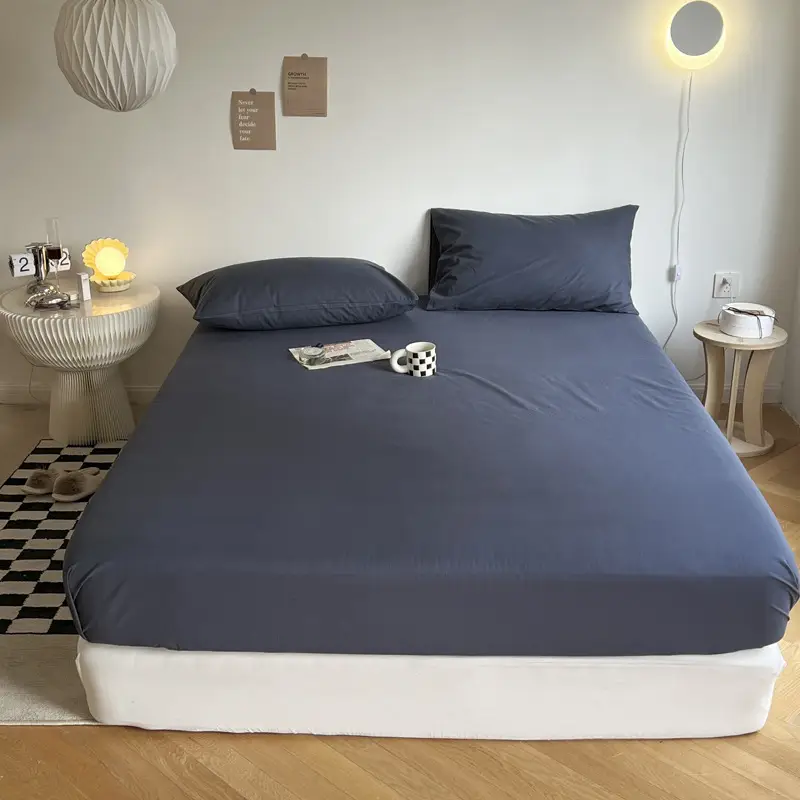 (Cotton Fitted Sheet) Pure Cotton Bed Cover, Washed Cotton, Solid Color, 100% Simmons Mattress Cover, Wholesale Double Bed