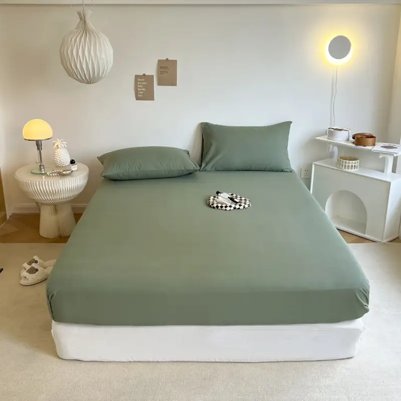 (Cotton Fitted Sheet) Pure Cotton Bed Cover, Washed Cotton, Solid Color, 100% Simmons Mattress Cover, Wholesale Double Bed