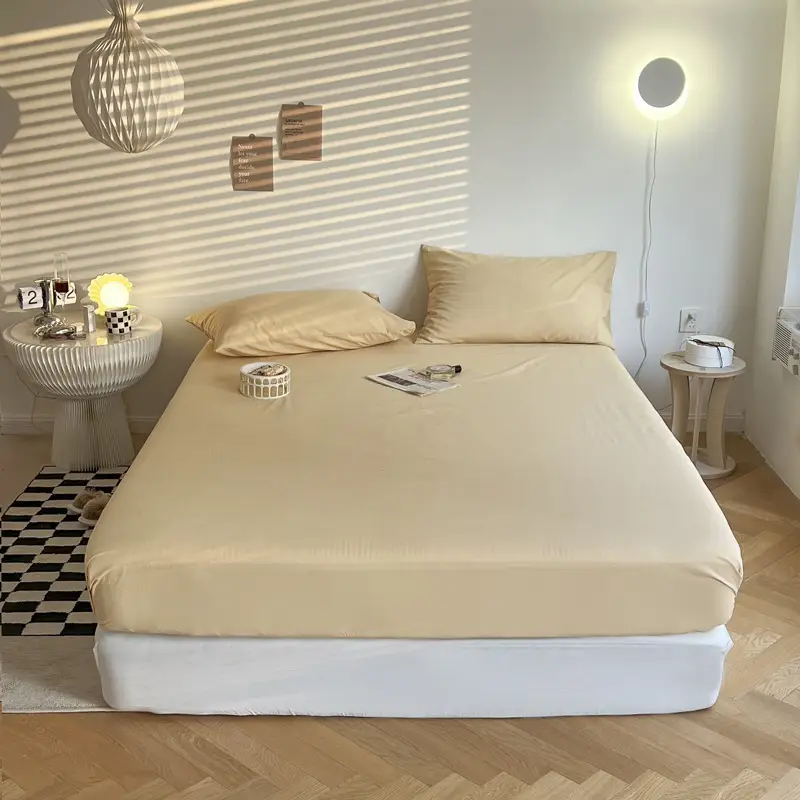 (Cotton Fitted Sheet) Pure Cotton Bed Cover, Washed Cotton, Solid Color, 100% Simmons Mattress Cover, Wholesale Double Bed