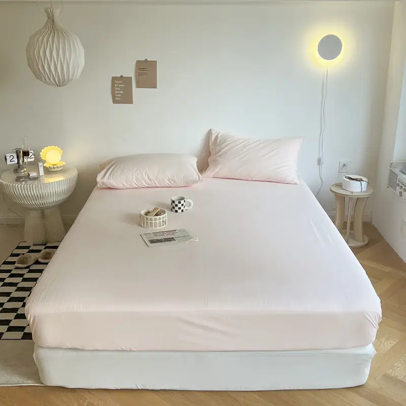 (Cotton Fitted Sheet) Pure Cotton Bed Cover, Washed Cotton, Solid Color, 100% Simmons Mattress Cover, Wholesale Double Bed