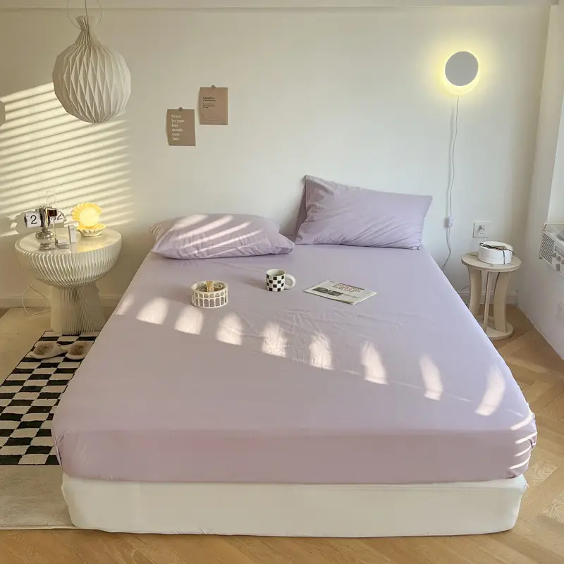 (Cotton Fitted Sheet) Pure Cotton Bed Cover, Washed Cotton, Solid Color, 100% Simmons Mattress Cover, Wholesale Double Bed