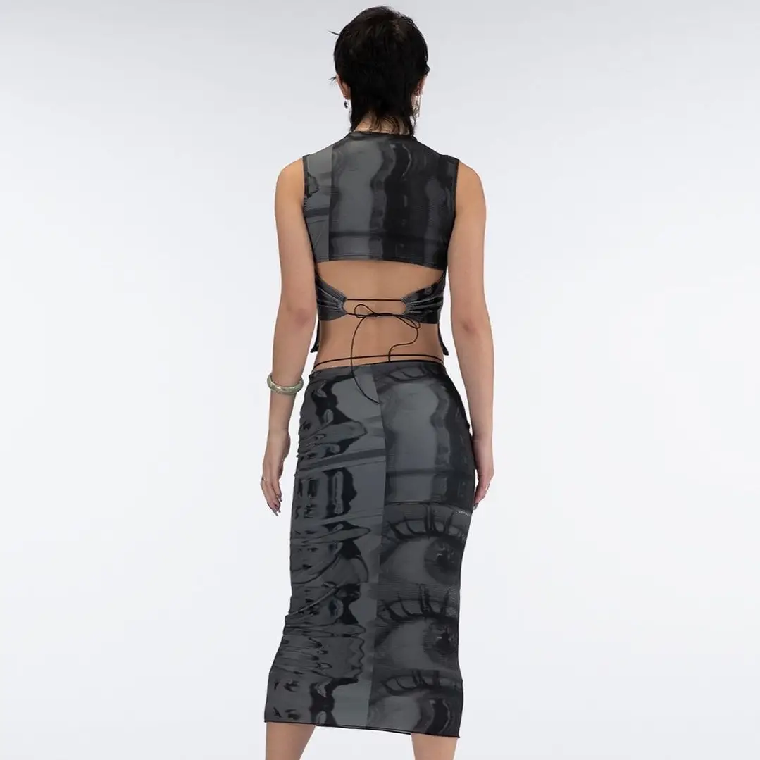 Women Sleeveless Hollow Vests Black Summer Top