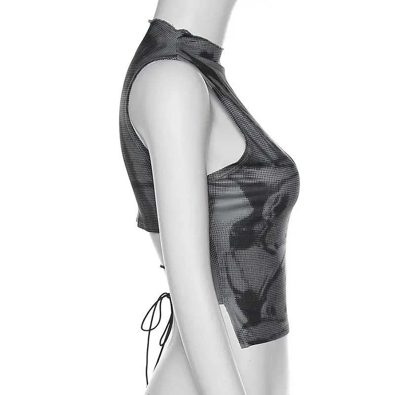 Women Sleeveless Hollow Vests Black Summer Top — feature 12