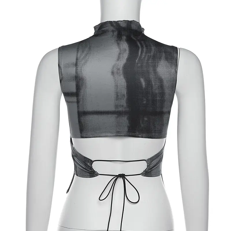 Women Sleeveless Hollow Vests Black Summer Top — feature 13