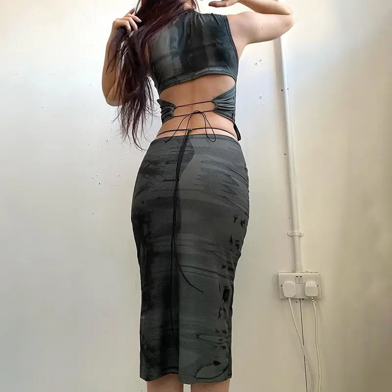 Women Sleeveless Hollow Vests Black Summer Top — feature 3