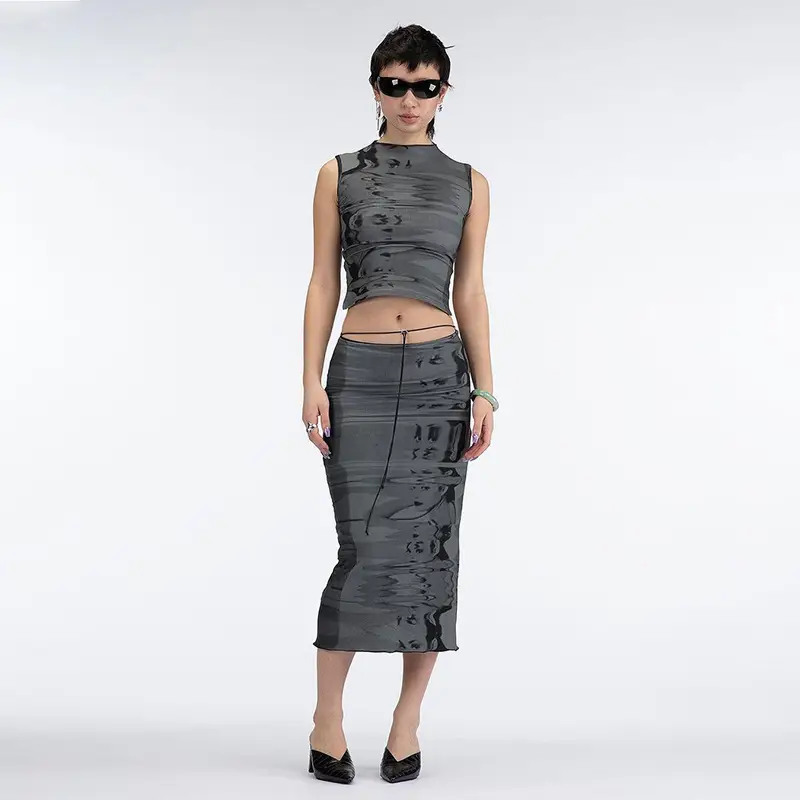 Women Sleeveless Hollow Vests Black Summer Top — feature 4
