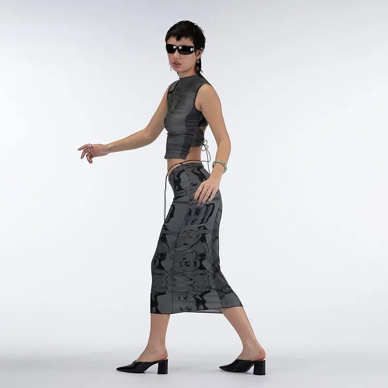 Women Sleeveless Hollow Vests Black Summer Top — feature 5