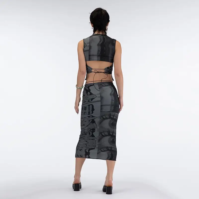 Women Sleeveless Hollow Vests Black Summer Top — feature 6