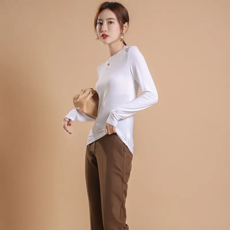 Women White Turtleneck Shirt Spring Summer Wear - Image 5