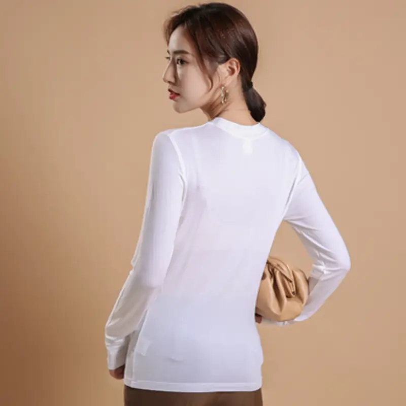 Women White Turtleneck Shirt Spring Summer Wear - Image 6