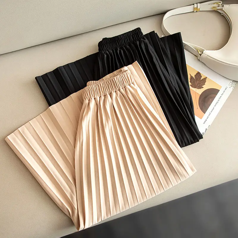 Black Pleated A-Line Skirt for Women Spring Fall Draped High Waist Slimming Look 2025 - Image 6