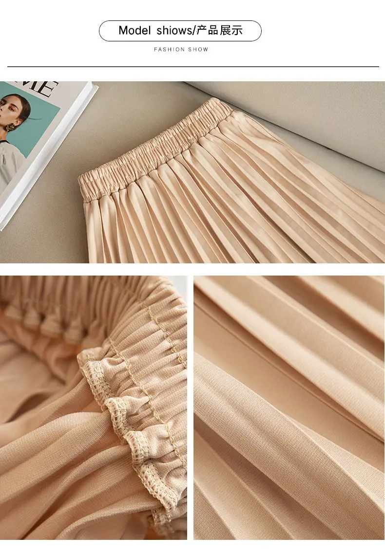 Black Pleated A-Line Skirt for Women Spring Fall Draped High Waist Slimming Look 2025 — feature 17