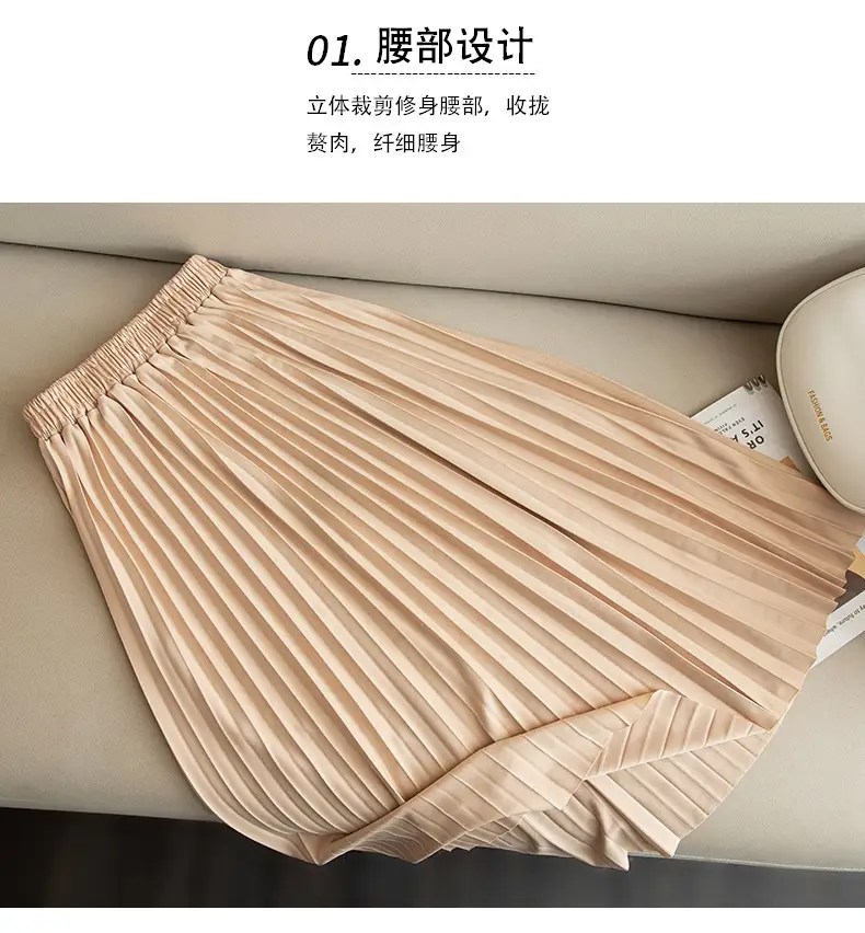 Black Pleated A-Line Skirt for Women Spring Fall Draped High Waist Slimming Look 2025 — feature 19