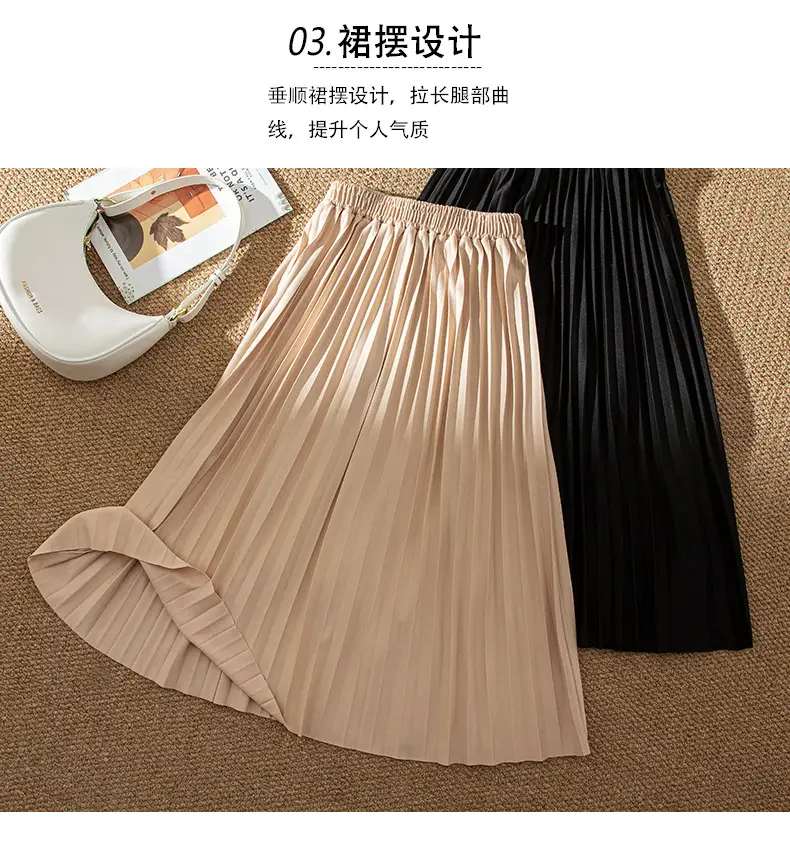 Black Pleated A-Line Skirt for Women Spring Fall Draped High Waist Slimming Look 2025 — feature 21