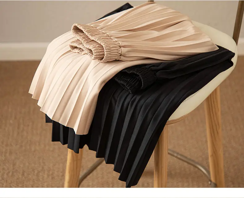 Black Pleated A-Line Skirt for Women Spring Fall Draped High Waist Slimming Look 2025 — feature 26