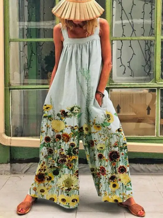 Women Floral Wide Leg Pants Summer 2023 - Image 2