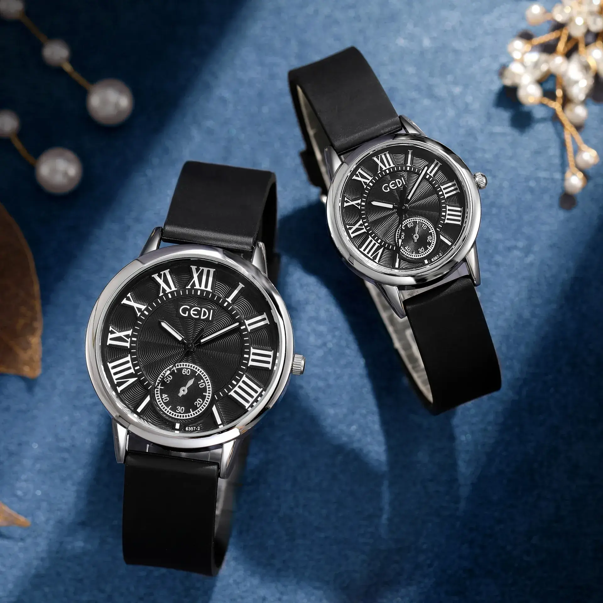 Women's Black Roman Dial Quartz Watch with Silicone Band